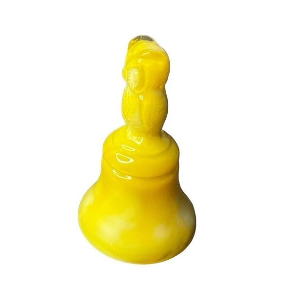 Vintage Boyds Owl Bell Crystal Art Glass in Daffodil 1-25-84 UV Glows - Picture 3 of 9